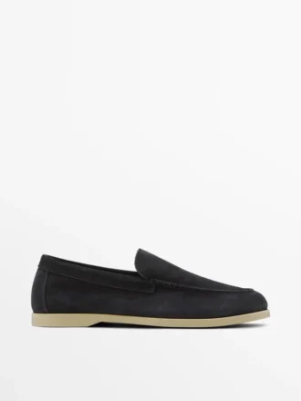 Myke loafers i spaltet skinn