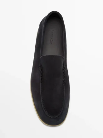 Myke loafers i spaltet skinn