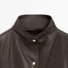 Nappa-lærkappe-parkas med lommer