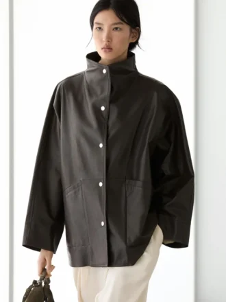 Nappa-lærkappe-parkas med lommer