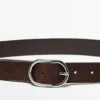 Nubuck-lærbelte med oval spenne