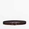 Nubuck-lærbelte med oval spenne
