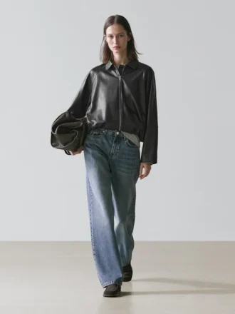 Oversize-jakke i nappaskinn