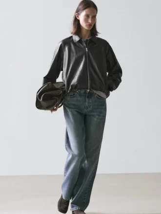 Oversize-jakke i nappaskinn