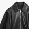 Oversize-jakke i nappaskinn