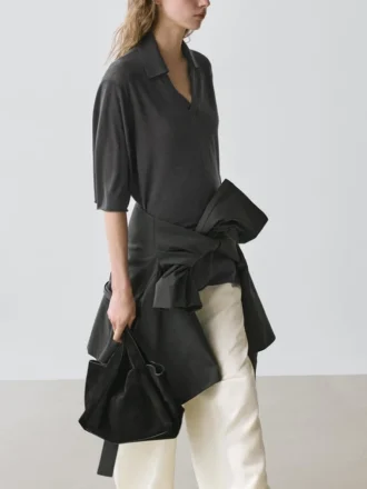 Oversize strikket genser i silke- og ullblanding