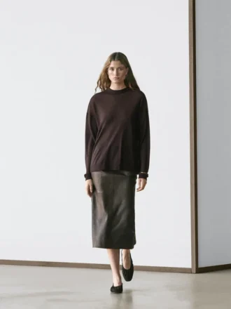Oversize strikket genser i ullblanding