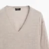 Oversize strikket genser med V-hals