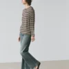 Oversize stripete T-skjorte med lange ermer
