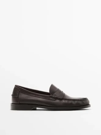 Penny-loafers i mykt, oljet skinn
