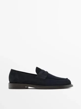 Penny loafers i spaltet skinn