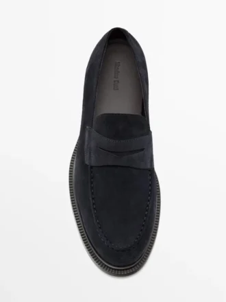 Penny loafers i spaltet skinn