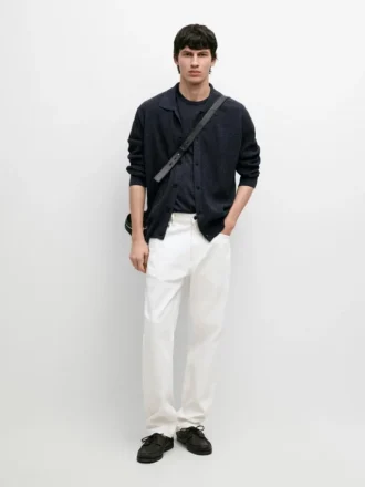Ribbestrikket cardigan med knapper