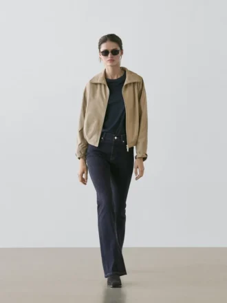 Skinny jeans med høy midje og utvidet ben