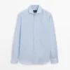 Slim Fit-skjorte i 100 % bomull med mikrorutemønster