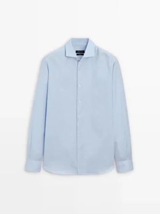 Slim Fit-skjorte i 100 % bomull med mikrorutemønster