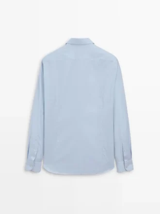 Slim Fit-skjorte i 100 % bomull med mikrorutemønster