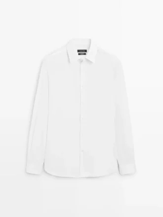 Slim Fit-skjorte i 100 % bomullspoplin