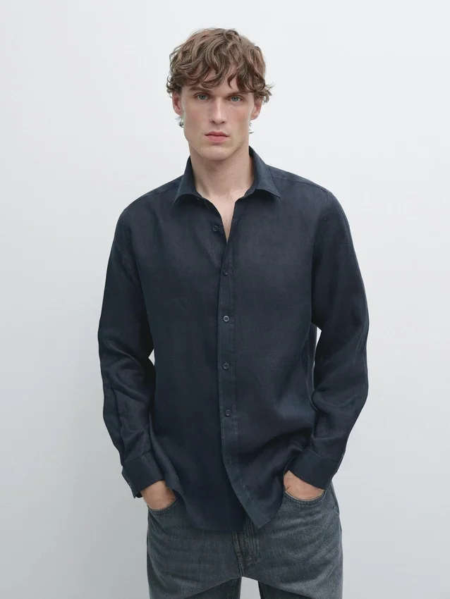 Slim Fit-skjorte i 100 % lin Slim Fit-skjorte i 100 % lin