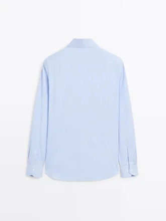 Slim fit-skjorte i stripet twill