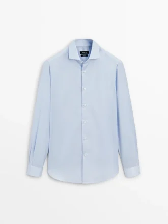 Slim fit-skjorte med mikrostriper