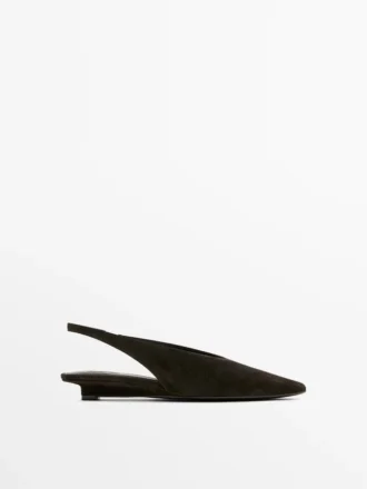 Slingback-sko i splittet semsket skinn