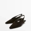 Slingback-sko i splittet semsket skinn Slingback-sko i splittet semsket skinn