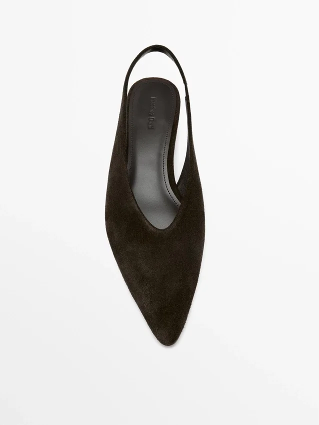 Slingback-sko i splittet semsket skinn Slingback-sko i splittet semsket skinn