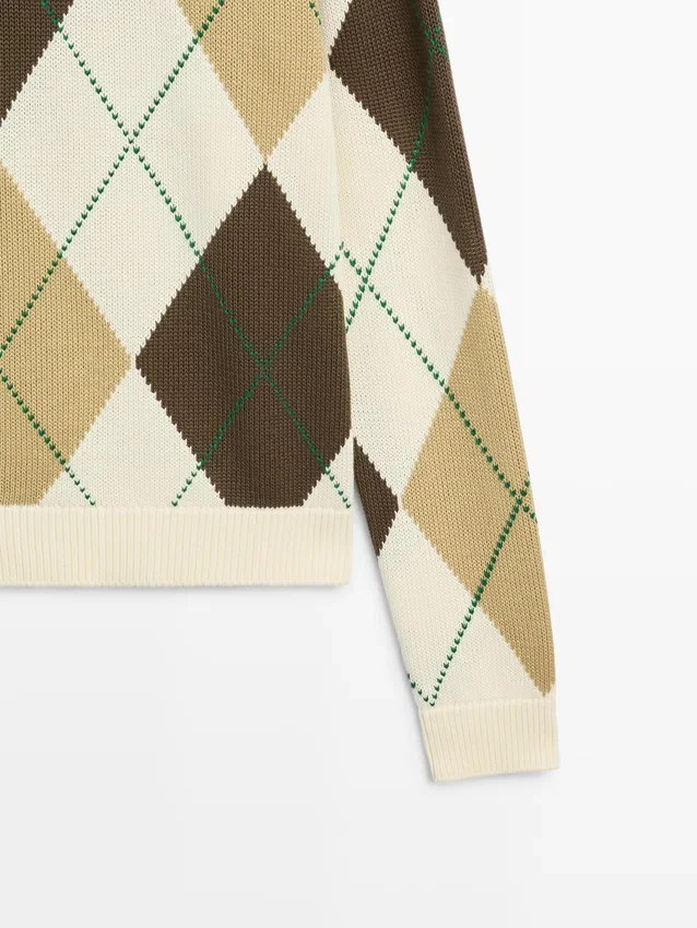Strikkegenser i bomull med argyle-mønster Strikkegenser i bomull med argyle-mønster