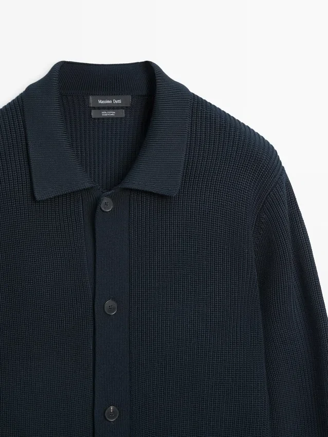Strikket cardigan i bomull med lommer Strikket cardigan i bomull med lommer