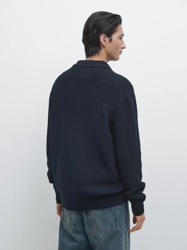 Strikket cardigan i bomull med lommer Strikket cardigan i bomull med lommer