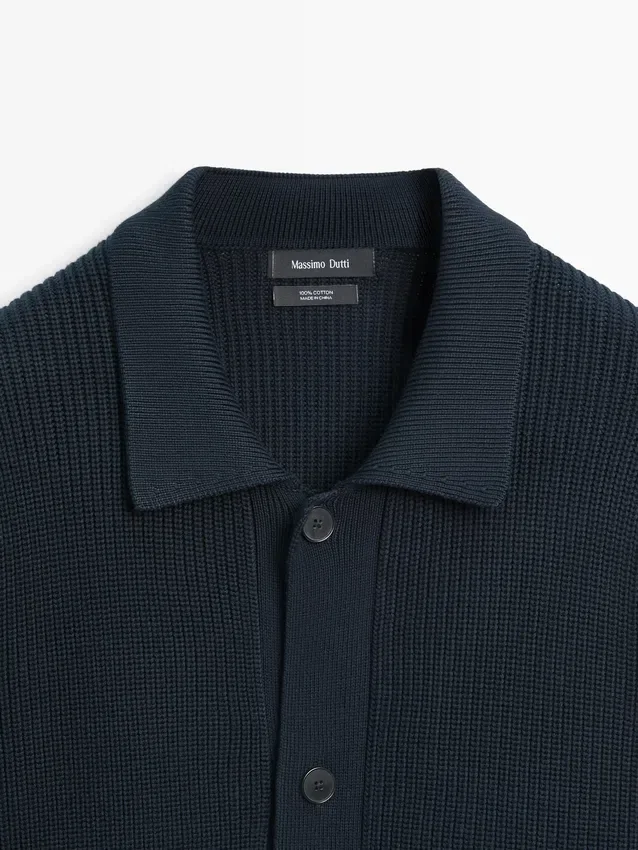 Strikket cardigan i bomull med lommer Strikket cardigan i bomull med lommer