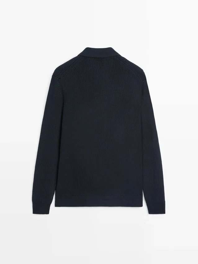 Strikket cardigan i bomull med lommer Strikket cardigan i bomull med lommer
