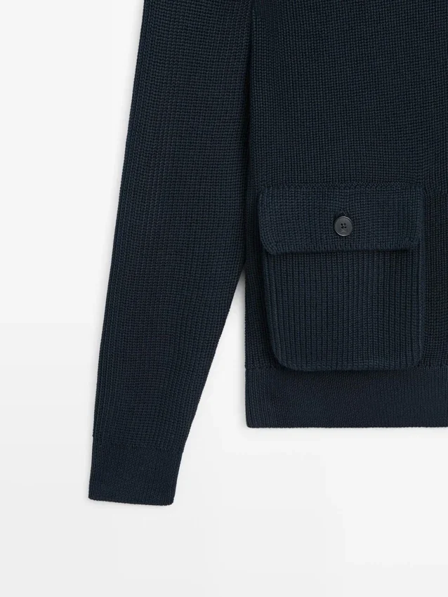 Strikket cardigan i bomull med lommer Strikket cardigan i bomull med lommer
