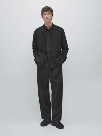 Strikket cardigan i bomulls- og ullblanding med knapper