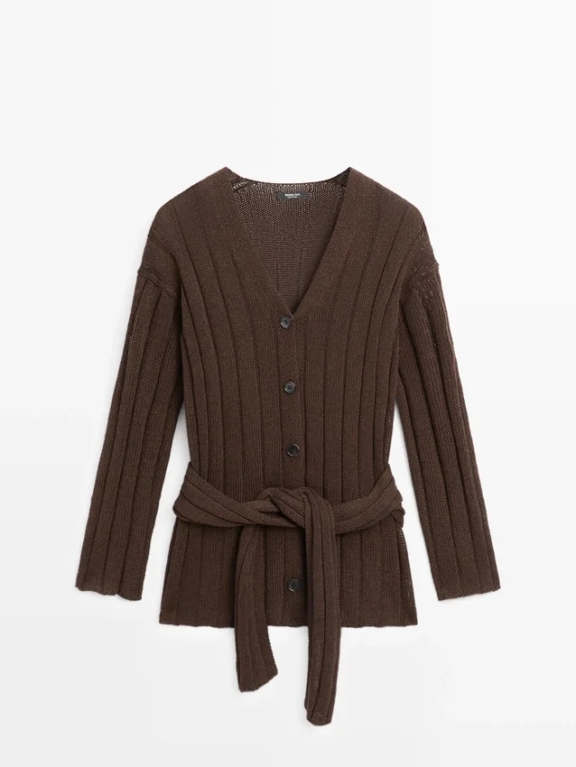Strikket cardigan med detalj i midjen Strikket cardigan med detalj i midjen