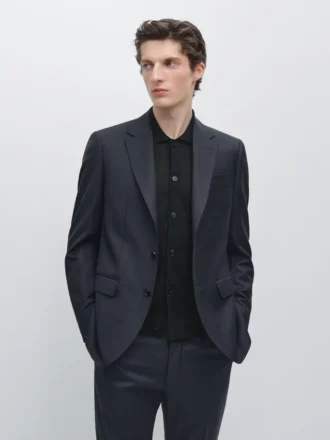 Stripet blazer i Cool Wool