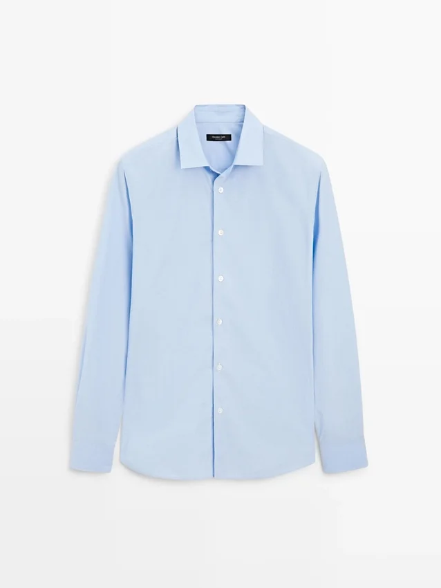 Stripet poplin-skjorte med normal passform Stripet poplin-skjorte med normal passform
