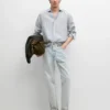 Stripet slim fit-skjorte i lin Stripet slim fit-skjorte i lin