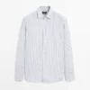 Stripet slim fit-skjorte i lin Stripet slim fit-skjorte i lin