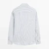 Stripet slim fit-skjorte i lin Stripet slim fit-skjorte i lin