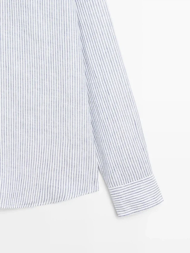 Stripet slim fit-skjorte i lin Stripet slim fit-skjorte i lin