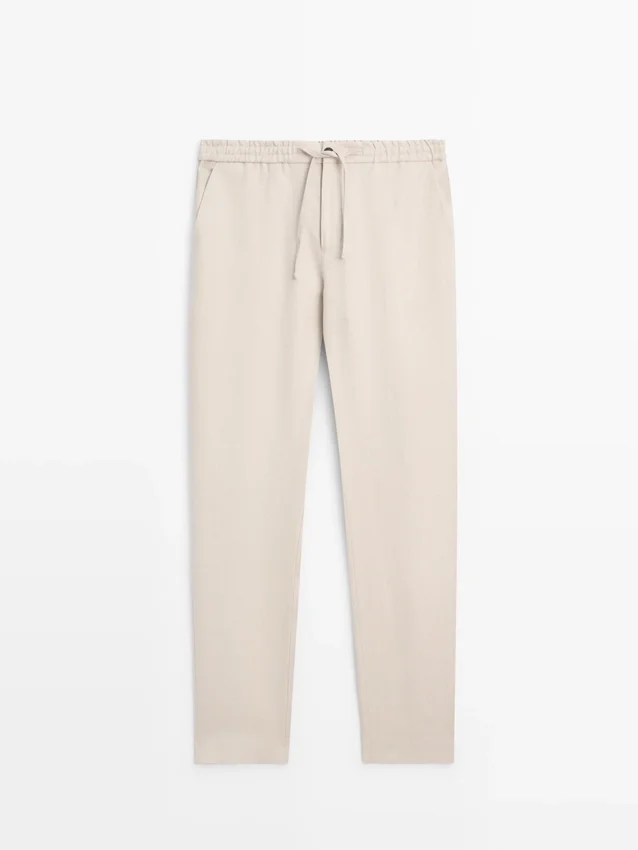 Total Look-linnebukser med detalj i livet Total Look-linnebukser med detalj i livet